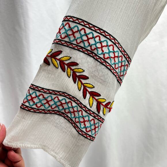 White Embroidered Midi Dress Swim Cover Beach Boho Women's XL China - Picture 4 of 8